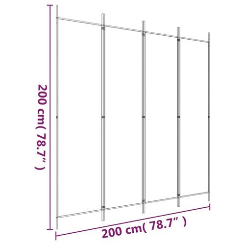 4-panels rumdeler 200x200 cm stof hvid