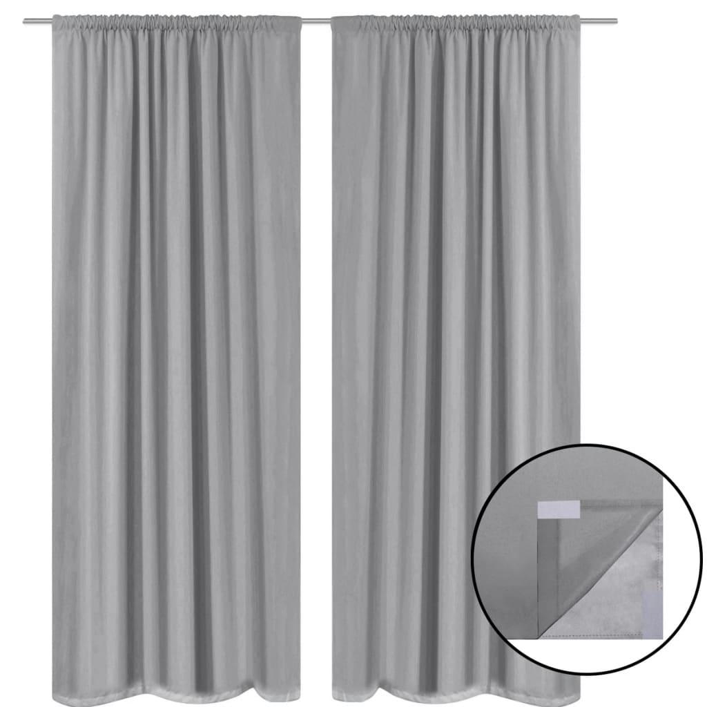 Lysdæmpende gardiner 2 stk. dobbelt stoflag 140 x 245 cm grå