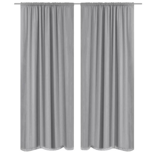 Lysdæmpende gardiner 2 stk. dobbelt stoflag 140 x 245 cm grå