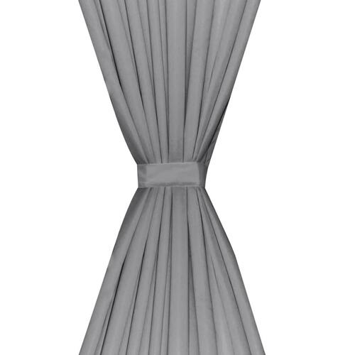 Lysdæmpende gardiner 2 stk. dobbelt stoflag 140 x 245 cm grå