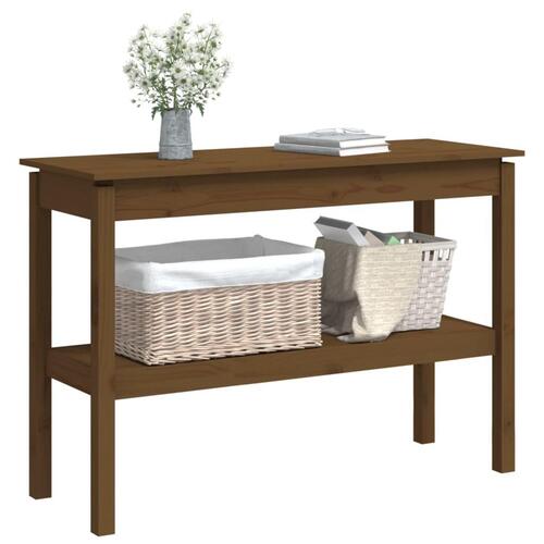 Konsolbord 110x40x75 cm massivt fyrretræ gyldenbrun