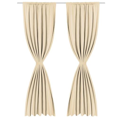 Lysdæmpende gardiner 2 stk. dobbeltlag 140x245 cm beige