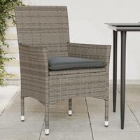 Havestole med hynder 2 stk. polyrattan grå