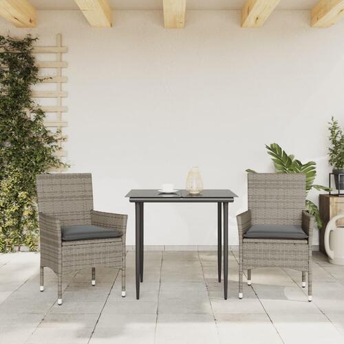 Havestole med hynder 2 stk. polyrattan grå