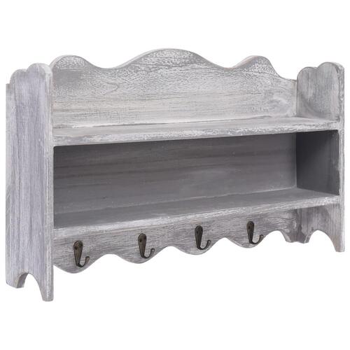 Vægmonteret knagerække 50 x 10 x 30 cm træ grå