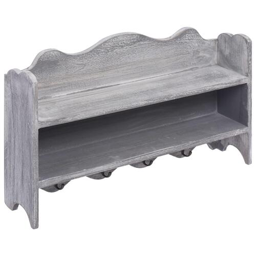 Vægmonteret knagerække 50 x 10 x 30 cm træ grå