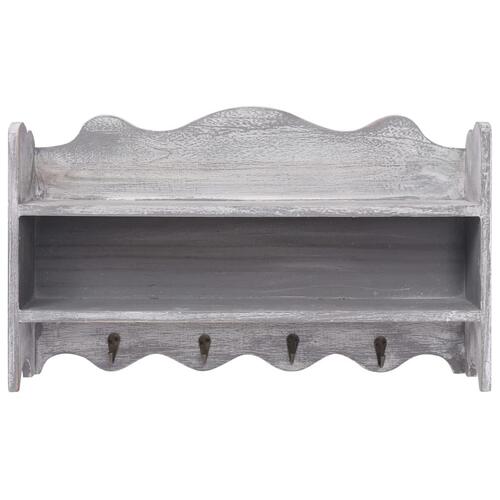 Vægmonteret knagerække 50 x 10 x 30 cm træ grå
