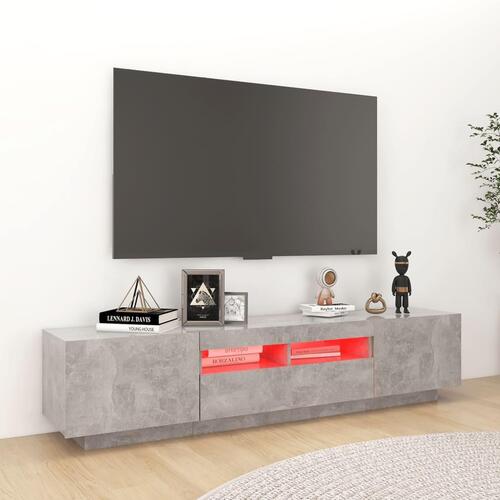 Tv-skab med LED-lys 180x35x40 cm betongrå
