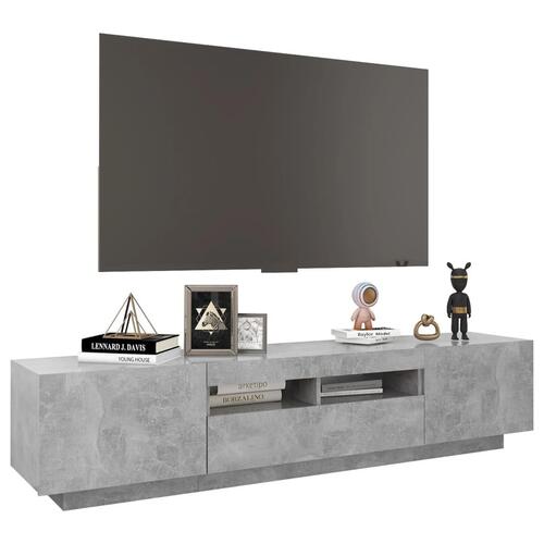 Tv-skab med LED-lys 180x35x40 cm betongrå