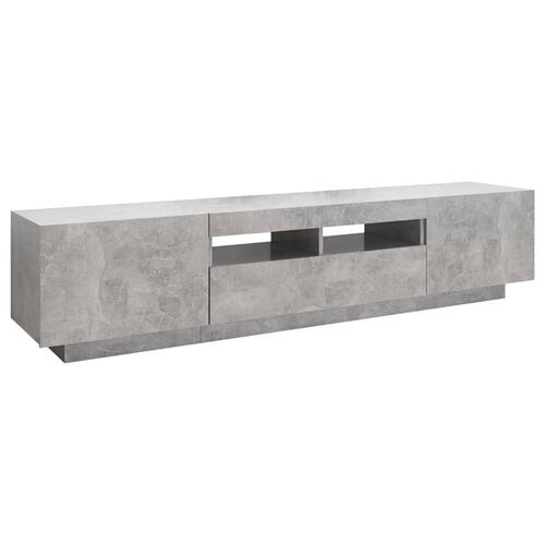 Tv-skab med LED-lys 180x35x40 cm betongrå