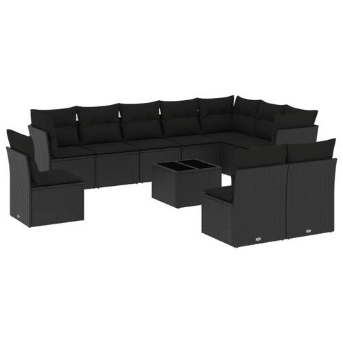 Sofasæt til haven 11 dele med hynder polyrattan sort