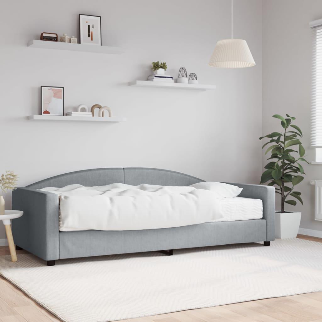 Daybed med madras 100x200 cm stof lysegrå