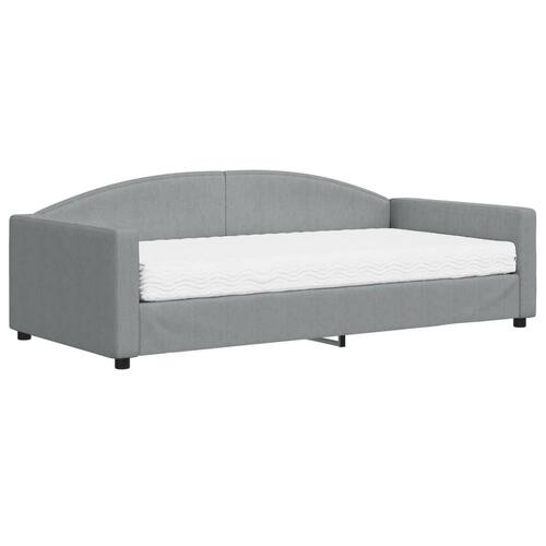 Daybed med madras 100x200 cm stof lysegrå