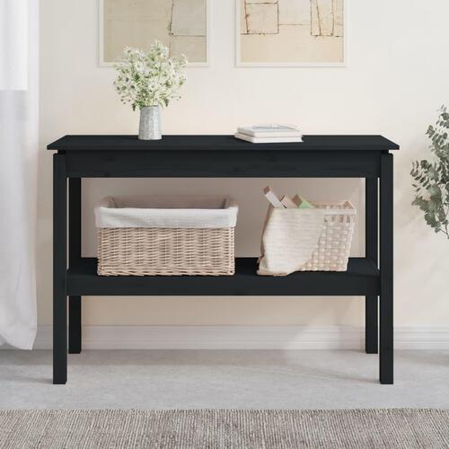 Konsolbord 110x40x75 cm massivt fyrretræ sort