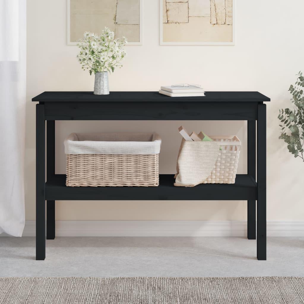 Konsolbord 110x40x75 cm massivt fyrretræ sort