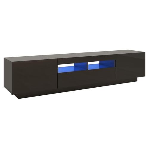 Tv-skab med LED-lys 180x35x40 cm sort højglans