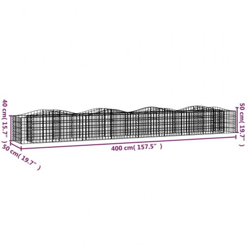 Buet gabion-højbed 400×50×50 cm - galvaniseret jern