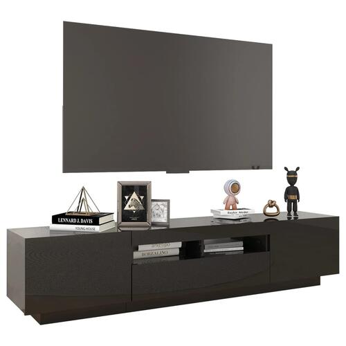 Tv-skab med LED-lys 180x35x40 cm sort højglans