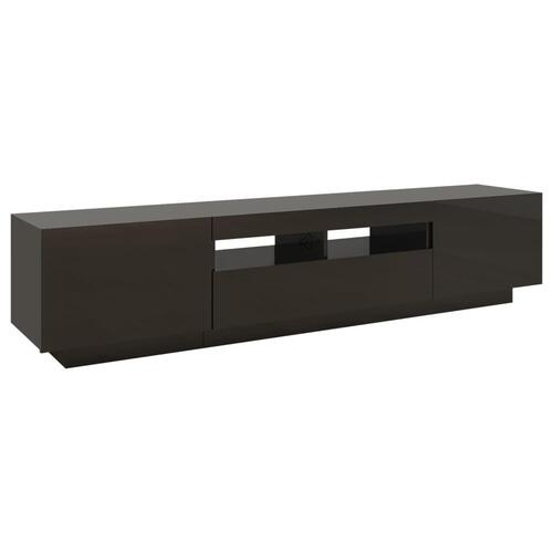 Tv-skab med LED-lys 180x35x40 cm sort højglans