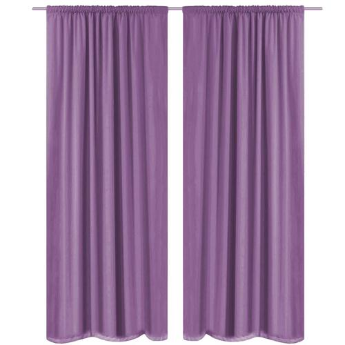 Lysdæmpende gardiner 2 stk. dobbelt stoflag 140 x 245 cm lilla