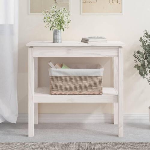 Konsolbord 80x40x75 cm massivt fyrretræ hvid