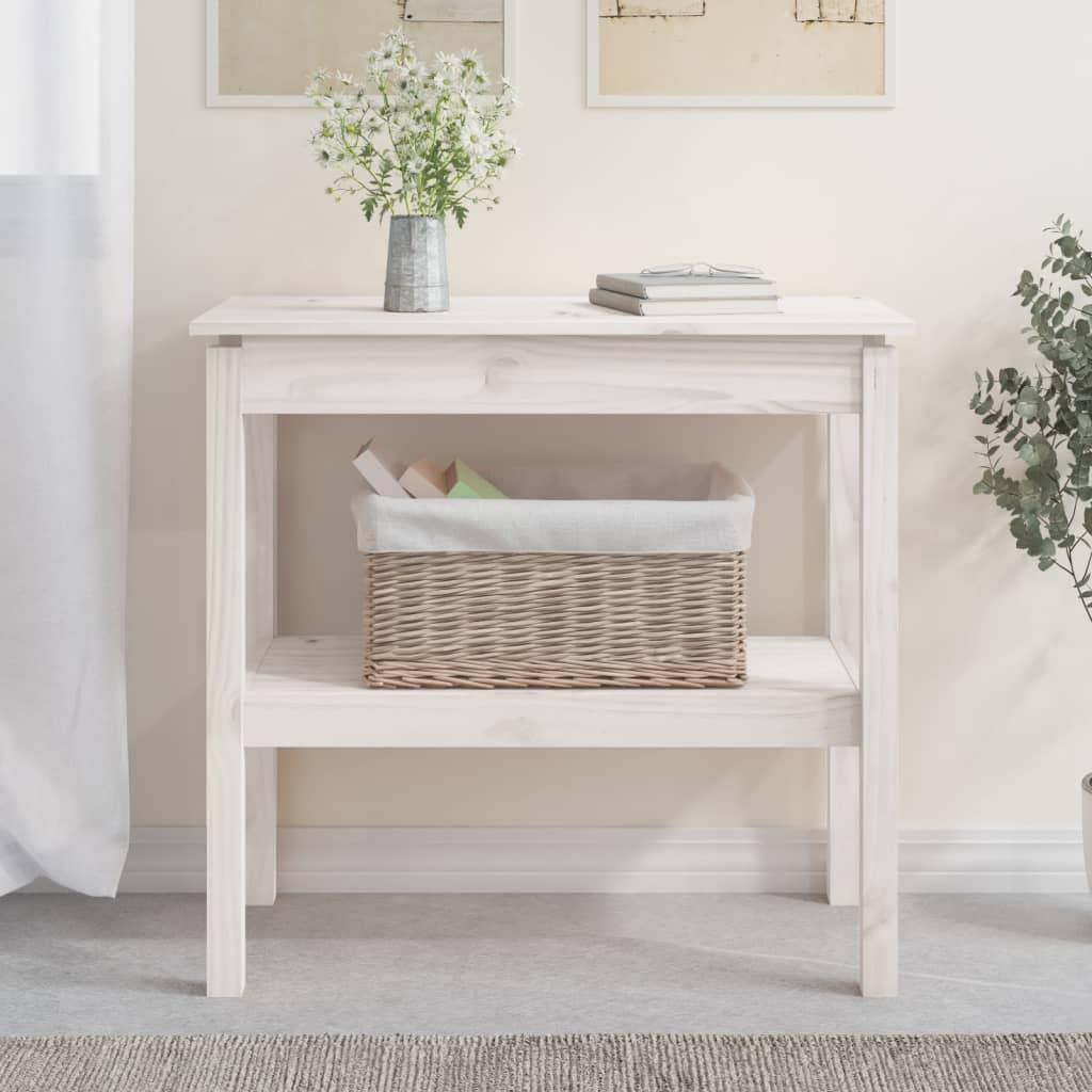 Konsolbord 80x40x75 cm massivt fyrretræ hvid