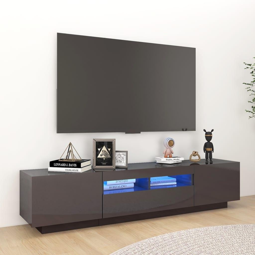 Tv-skab med LED-lys 180x35x40 cm grå højglans