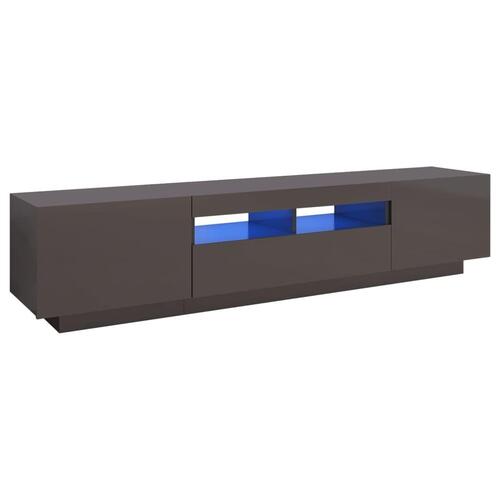 Tv-skab med LED-lys 180x35x40 cm grå højglans