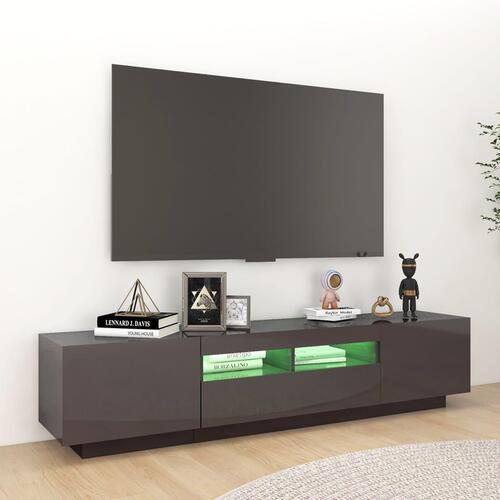 Tv-skab med LED-lys 180x35x40 cm grå højglans