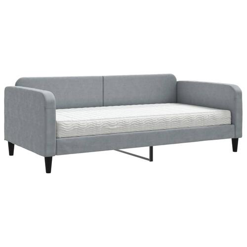 Daybed med madras 100x200 cm stof lysegrå