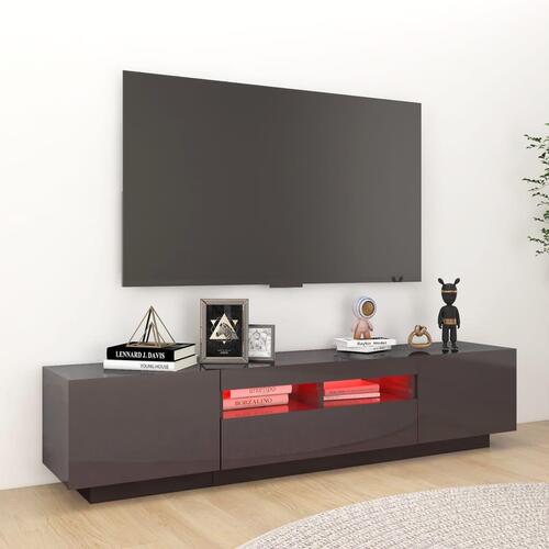 Tv-skab med LED-lys 180x35x40 cm grå højglans