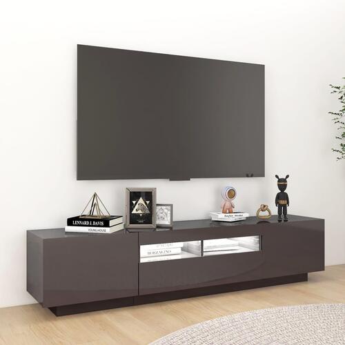 Tv-skab med LED-lys 180x35x40 cm grå højglans