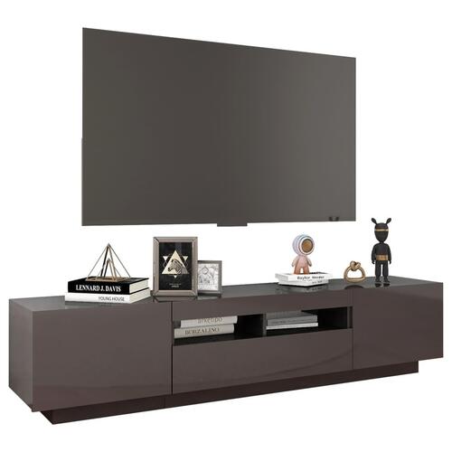 Tv-skab med LED-lys 180x35x40 cm grå højglans