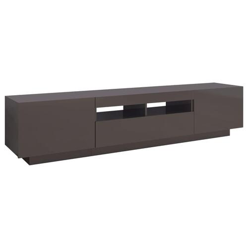 Tv-skab med LED-lys 180x35x40 cm grå højglans