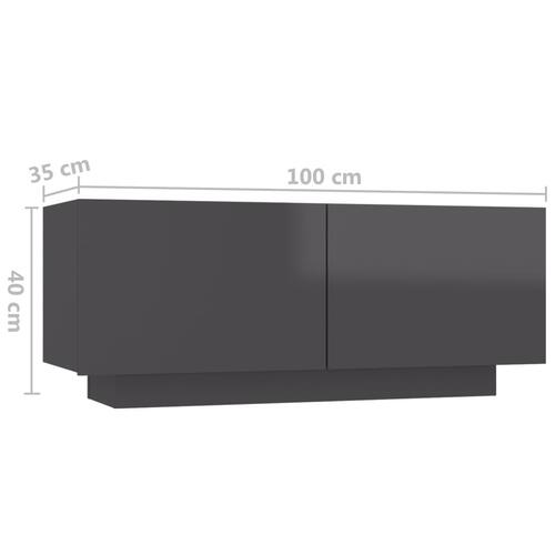 Tv-skab med LED-lys 180x35x40 cm grå højglans
