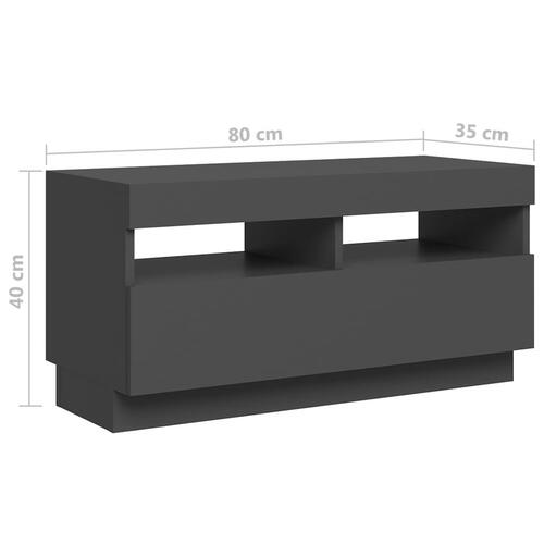 Tv-skab med LED-lys 180x35x40 cm grå højglans
