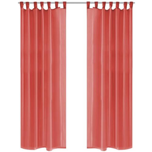 Voile-gardiner 2 stk. 140x175 cm rød