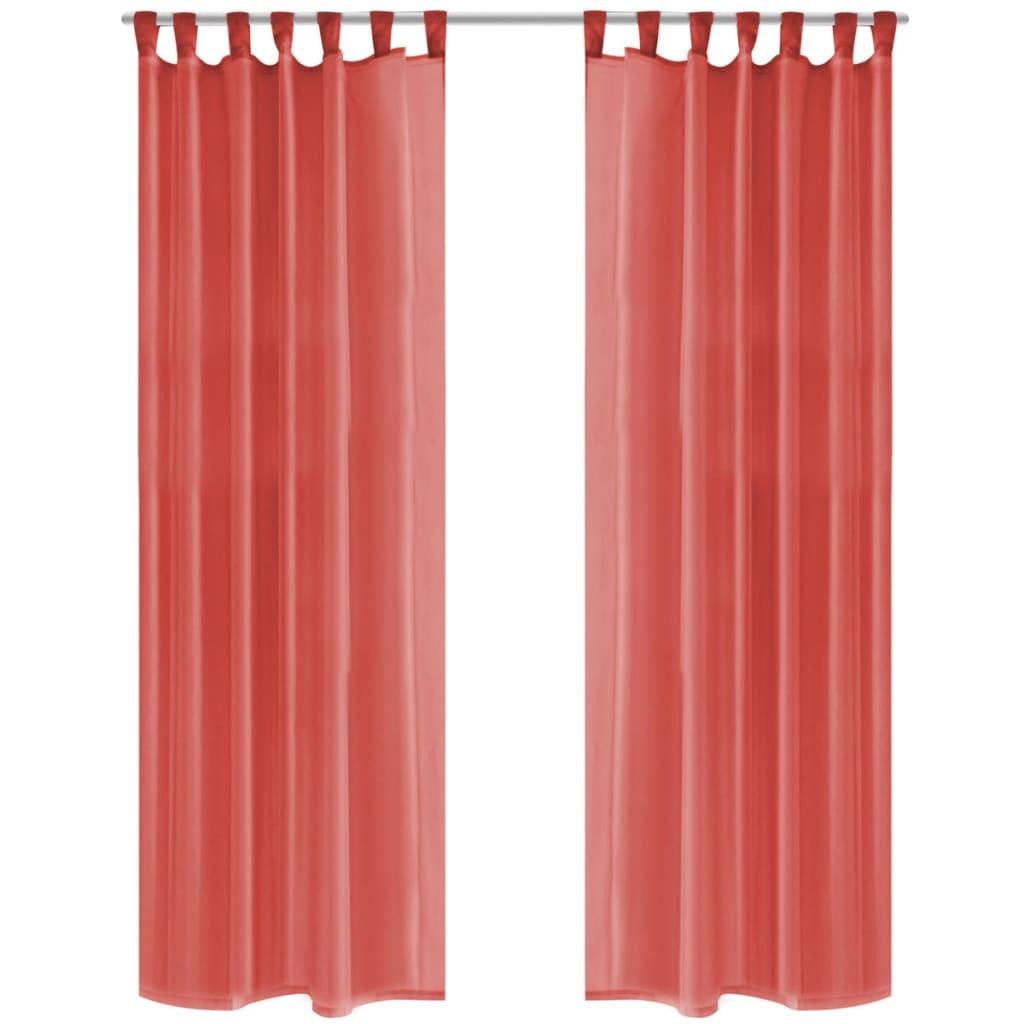 Voile-gardiner 2 stk. 140x175 cm rød