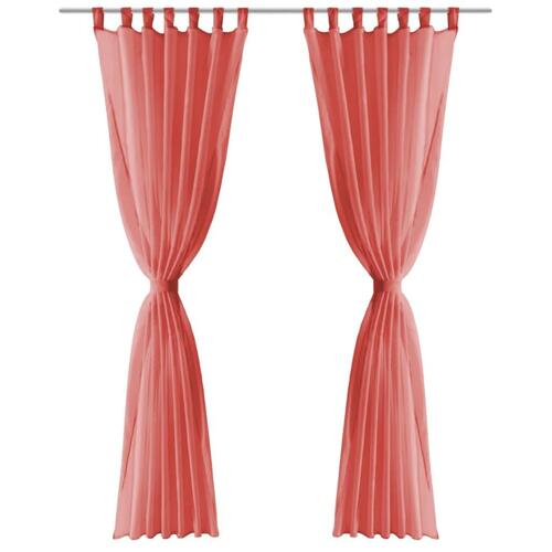 Voile-gardiner 2 stk. 140x175 cm rød