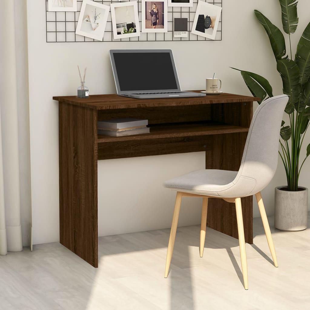 Skrivebord 90x50x74 cm konstrueret træ brun egetræsfarve