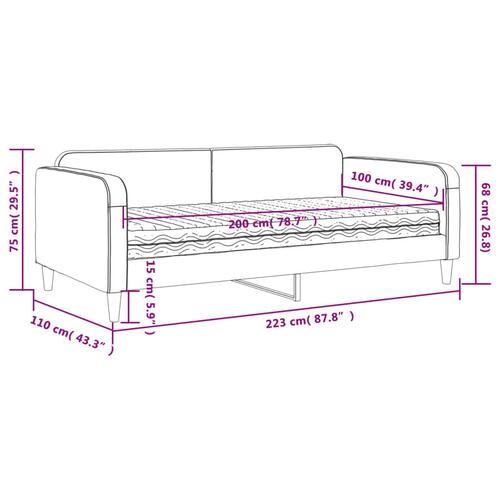 Daybed med madras 100x200 cm stof lysegrå