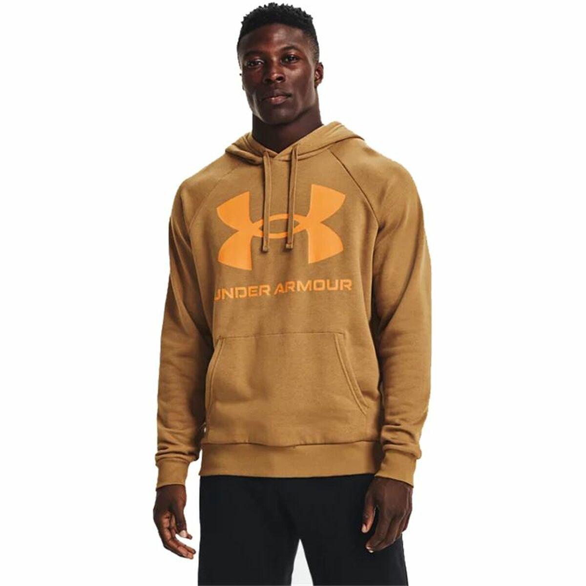 Hættetrøje til Mænd Under Armour Rival Big Logo Okker S