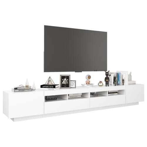 Tv-skab med LED-lys 260x35x40 cm hvid