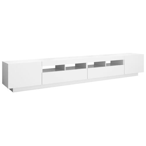Tv-skab med LED-lys 260x35x40 cm hvid