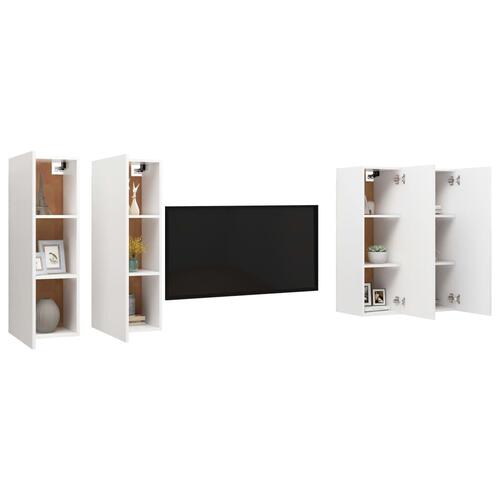 Tv-borde 4 stk. 30,5x30x90 cm konstrueret træ hvid