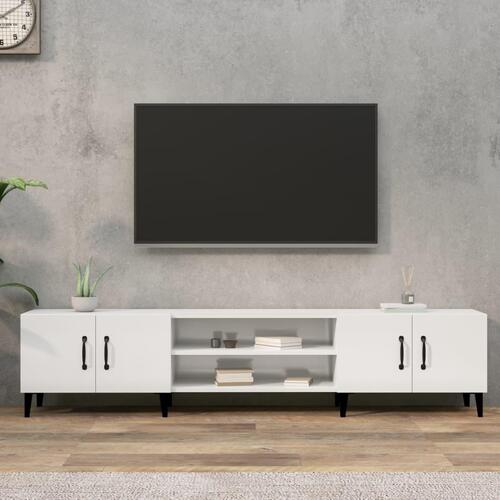 Tv-bord 180x31,5x40 cm konstrueret træ hvid højglans
