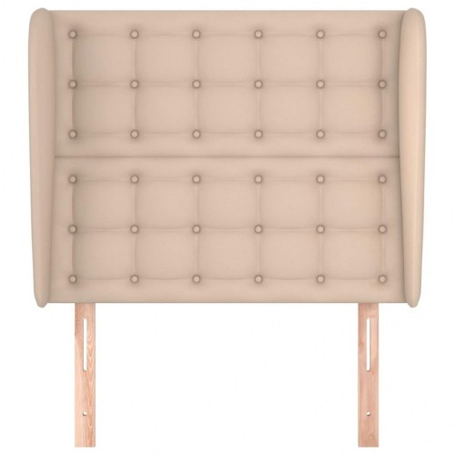 Sengegavl med kanter i kunstlæder - cappuccino, 103 x 23 x 118/128 cm