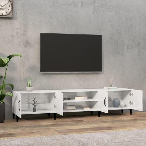 Tv-bord 180x31,5x40 cm konstrueret træ hvid højglans