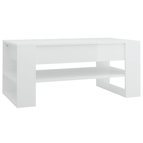 Sofabord 102x55x45 cm konstrueret træ hvid højglans