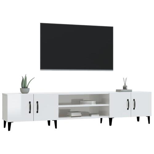 Tv-bord 180x31,5x40 cm konstrueret træ hvid højglans